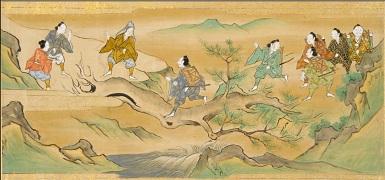 Raikō and his lieutenants came upon three old men