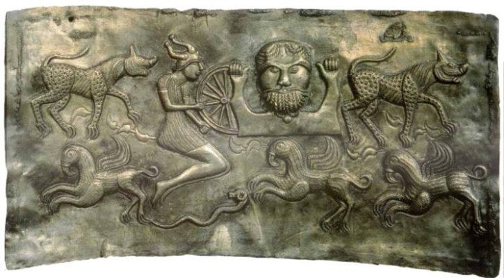 Gundestrup cauldron with a depiction of Taranis on the inner wall