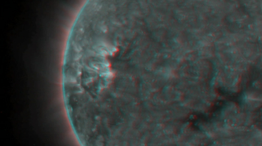 3-D clip highlights active regions on the Sun