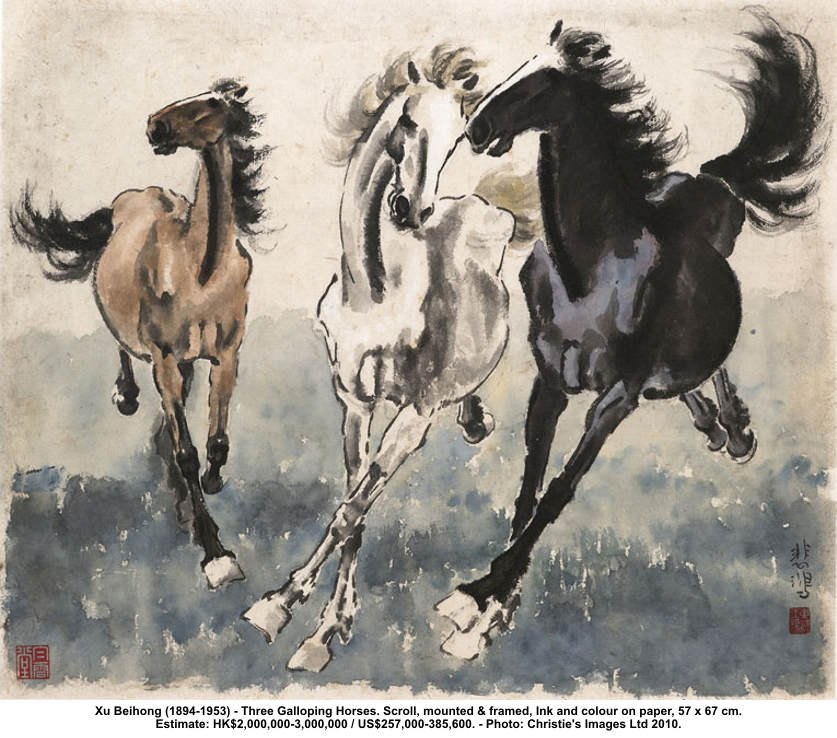 Three galloping horses (Larger image)